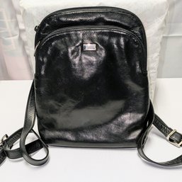 Perlina Black Leather Backpack