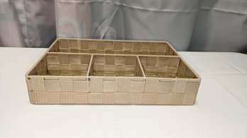 Ivory Nylon Woven Storage Bin With 4 Compartments