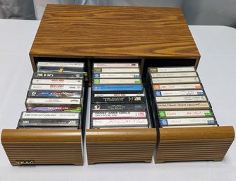 Vintage Teac Cassette Tape Storage Box With 32 Cassette Tapes