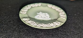 Vintage Green Wedgewood Basalt Round, Jasperware Dish