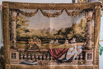 Vintage French Woven Tapestry ' Chateau Bellevue'