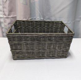 Pier 1 Gray Wicker Basket With Handles - Never Used - Tag Still Attached