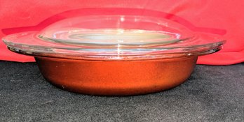 Vintage Anchor Hocking 2Qt./L  Red/Copper Glass CasseroleServing Dish With Lid - (1 Of 3)