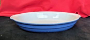 Emile Henry Blue Oval Baker Au Grantin Ceramic Casserole Dish With Handles