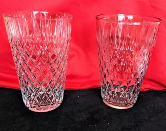 Set Of 2 Cut Glass Vases