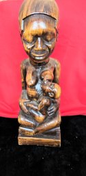 Vintage Hand Made Pottery Statue Of A Mother Nursing Her Baby