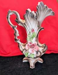 Vintage Large Capodimonte Pitcher - Made In Italy - Stamped On Bottom - 2 Of 2