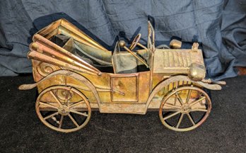 Vintage Copper & Tin Metal Art Crank Model T Convertible Music Box