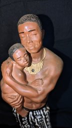 Ebony Treasure Ceramic Father & Child Statue