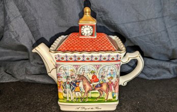 Vintage Collectable Numbered Sadler Championship Ceramic Teapot 'A Day At The Races'.