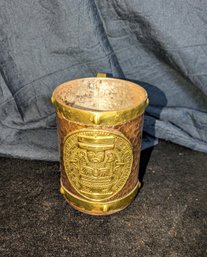 Vintage Hand Made Hammered Brass & Copper Made In Mexico Cup With Mayan Emblem (1 Of 2)