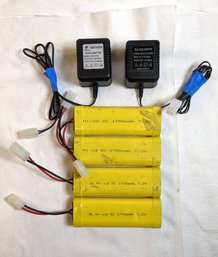 4 Unbranded Ni-cd Batteries 1700mah 7.2v And 2 Charging Cords 1/3