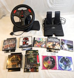 Interact V3 Racing Simulator Wheel Pedals & Lots Of Video Games