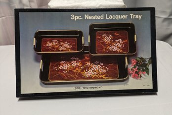 Toyo 3 Piece Nested Lacquer Tray Set