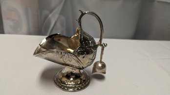 Vintage Silver Plate Ornate Design Sugar Bowl Scuttle With Scoop