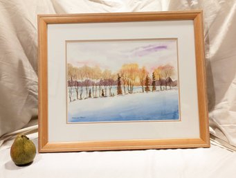 #1. Framed And Matted Landscape Watercolor By Marcia Mohl Titled Maine Sunset