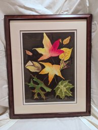 #8. Framed And Matted Still Life Watercolor Of Leaves By Marcia Mohl