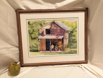 #16. Framed And Matted Landscape Watercolor Painting By Marcia Mohl Titled Country Livin