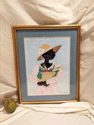 #17. Framed And Matted Mixed Media Portrait By Marcia Mohl Titled Cassie's Harvest