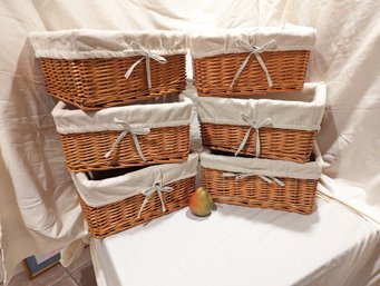 Collection Of Six Pier 1 Imports Canvas Lined Baskets