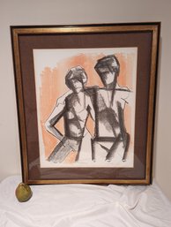 #36 Signed And Numbered Lithograph Gesture Of A Male And Female Figure 1967