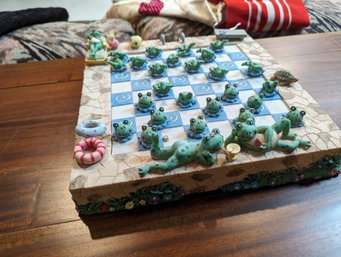 Frog Themed Checkers Set With Storage