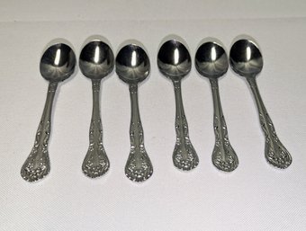 Set Of 6 Vintage Chrome Plated Demitasse Spoons