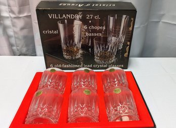 Set Of 6 - New In Box Cristal Argues Old Fashion Lead Crystal Glasses