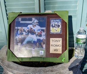 Official NFL Tony Romo #9 Plaque Complete With An Official Donruss Dallas Cowboys Trading Card
