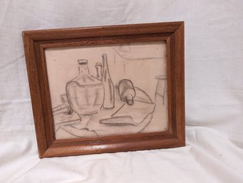 #41 Framed Still Life Charcoal Drawing By Marcia Mohl