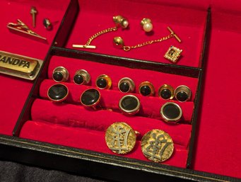 Collection Of 21 Pieces That Include Tuxedo Cufflinks And A Jewelry Box #7