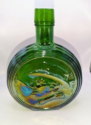 Vintage Green Wheaton FDR First Edition Carnival Glass Bottle - Collectible (No Cork)