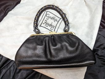 Cynthia Rowley Black Leather Purse With Brass Hardware