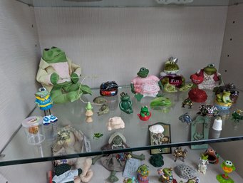 Frog Collection Of 24 Pieces From Middle Shelf