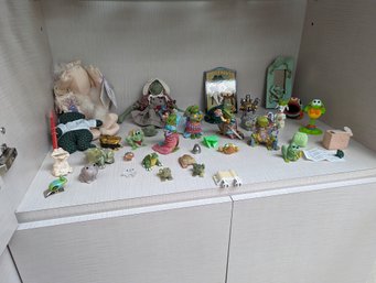 Frog Collection Of 34 Pieces From Lower Shelf