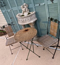 Bistro Set Wrought Iron And Wicker