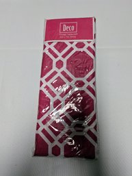 Deco Pink And White Printed Oblong Vinyl Tablecloth - New In Package