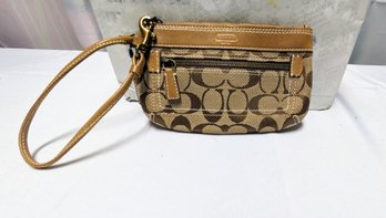 Coach Brown Monogram Wristlet