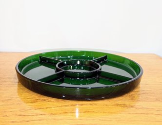 MCM Emerald Green Glass  5 Section Divided Serving Dish