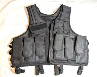 Black Molle Tactical UTG Mesh Vest With Pouches And Velcro