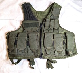 Olive Drab UTG Molle Tactical Mesh Vest With Pouches And Velcro