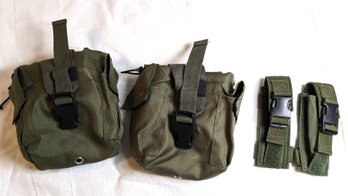 Lot Of 4 Olive Drab Molle Pouches And Velcro