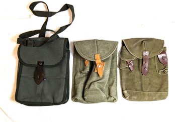 Lot Of 3 Canvas Military Style Belt Pouches