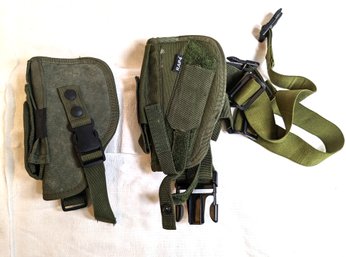 2 Olive Drab Pistol Holsters Thigh Strap