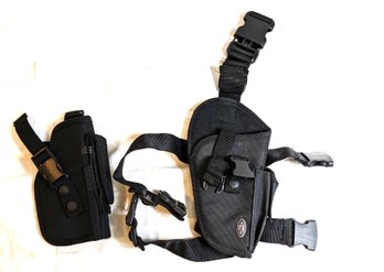 2 Black Pistol Holsters  UTG Thigh Strap