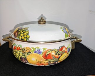 Vintage Enamelware Master Cuisine Covered 5 Qt. Casserole Pan - Oven To Table