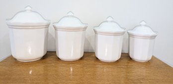 Vintage 4 Piece Ceramic Pottery Storage Jar Set - Believe They Are Pfaltzgraff