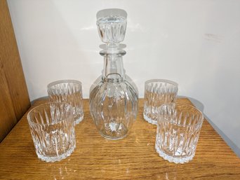 Vintage Crystal Scotch Decanter & 4 Crystal Scotch Glasses  - 1 Of 2