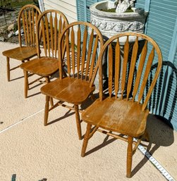 Set Of 4 Vintage Windsor Oak Kitchen Dinning Room Table  Side  Accent Chairs