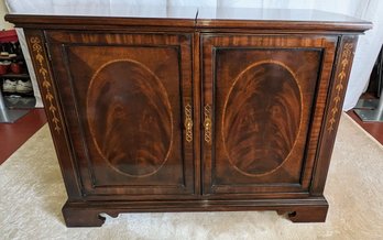 Vintage Drexel Heritage Inlaid Banded Flame Mahogany Server Cabinet